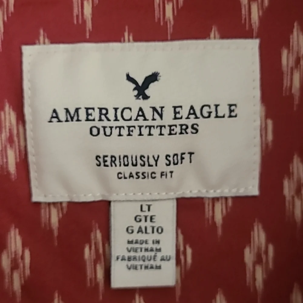 American Eagle Seriously Soft Classic Fit Lg Slv Button Down Shirt  Sz LT. Rust - Picture 2 of 12